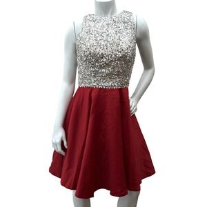 Homecoming Dresses Short Beading Satin Prom Dresses Open Back Size 8